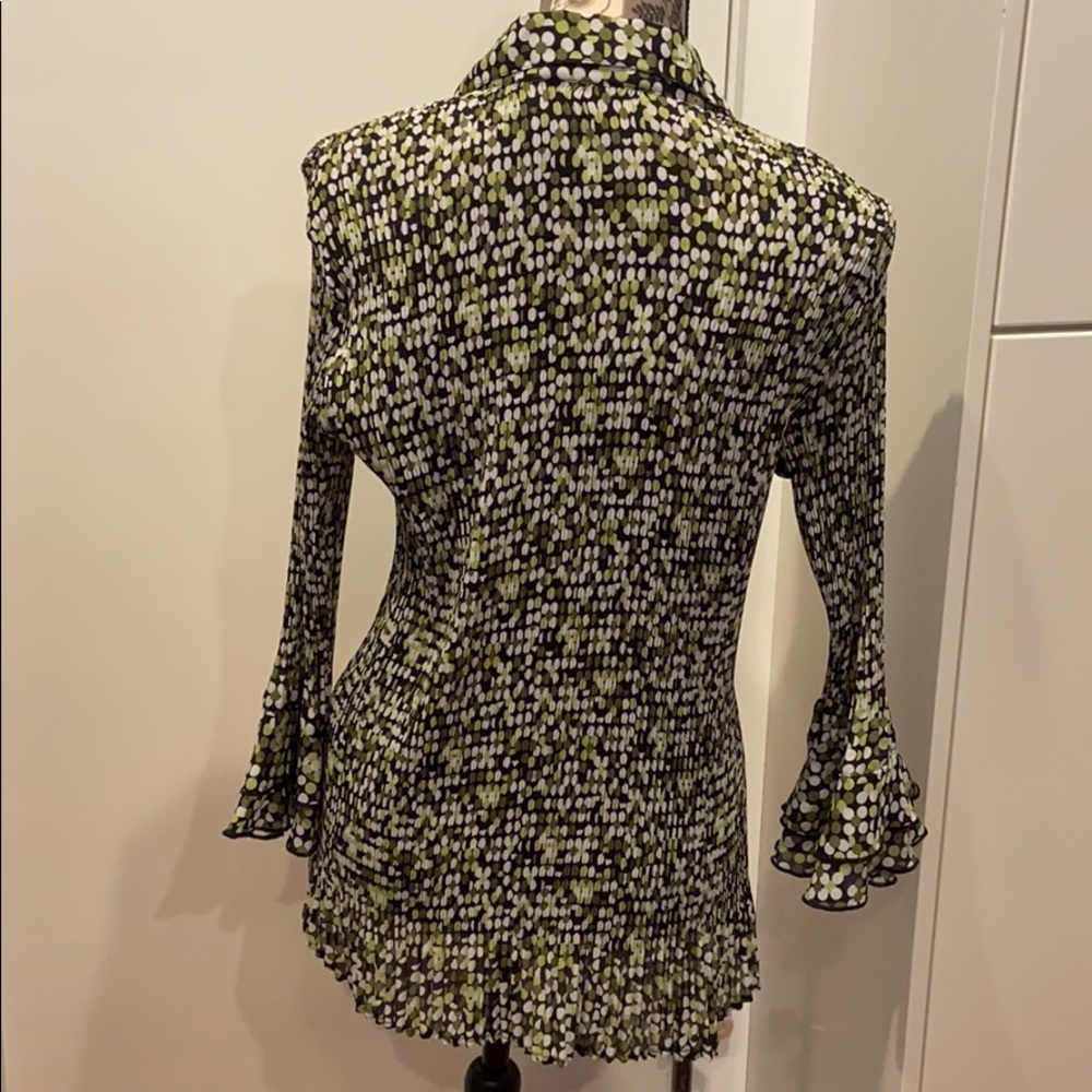 Essentials Green Polka Dot Button Down Shirt - image 4